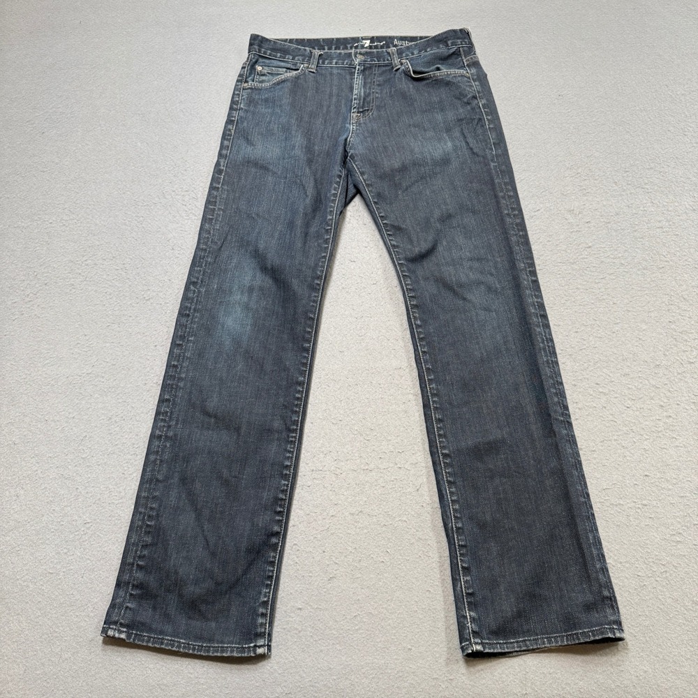 7 For All Mankind Austyn Jeans Men's 32 Blue Indigo Wash Relaxed Straight Leg